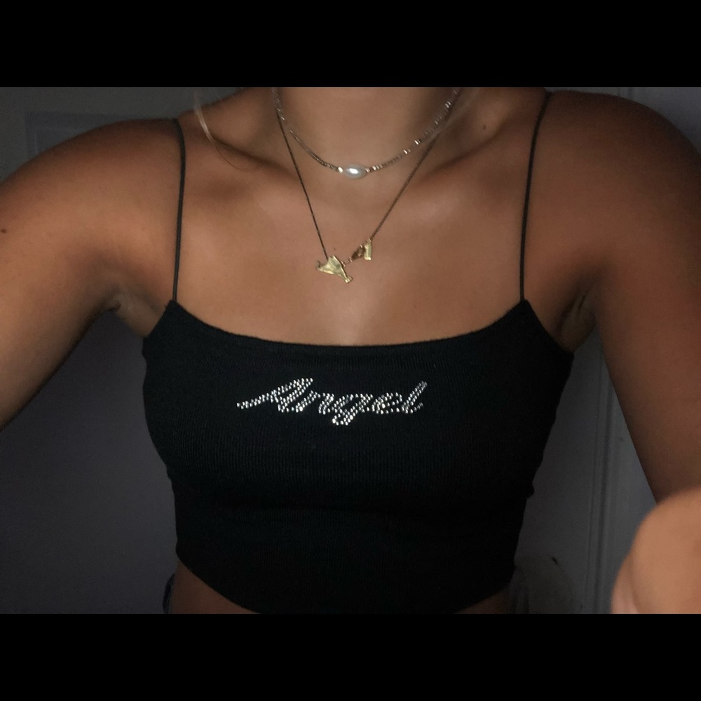 Diamond angel cropped shirt